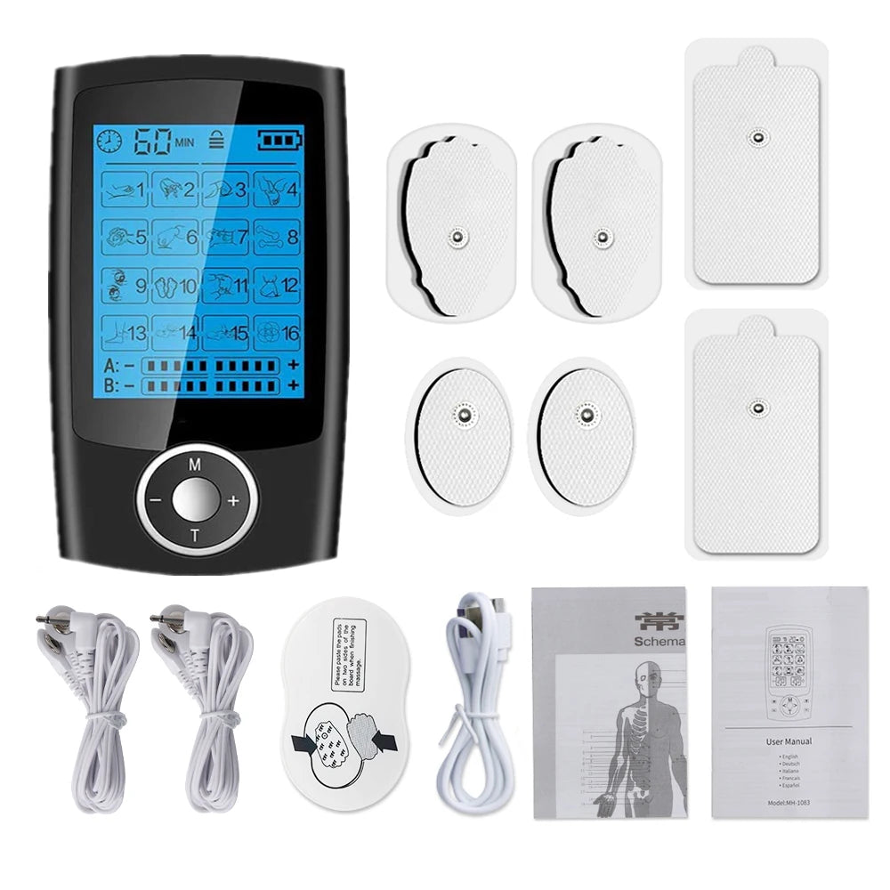 Électrostimulateur EMS TENS Electrique : Soulagement Instantané avec 16 Modes de Massage