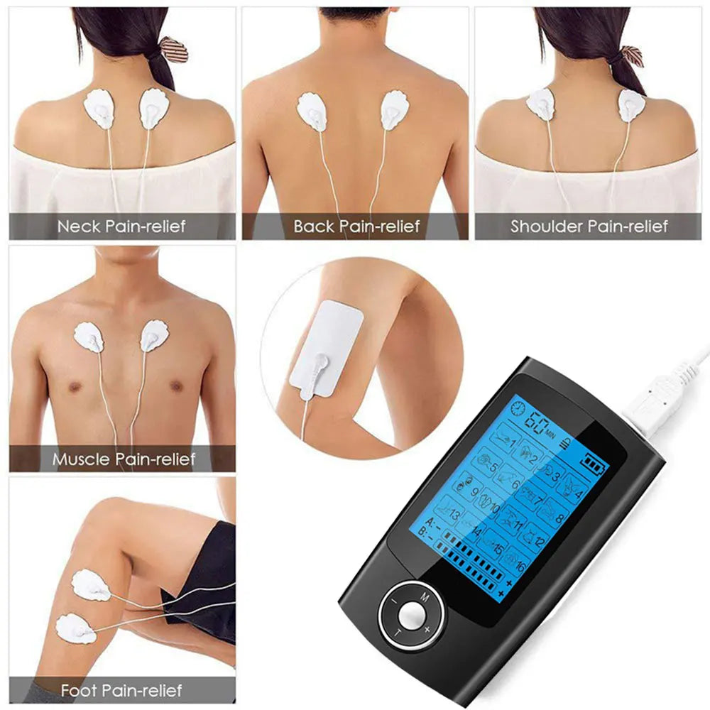 Électrostimulateur EMS TENS Electrique : Soulagement Instantané avec 16 Modes de Massage